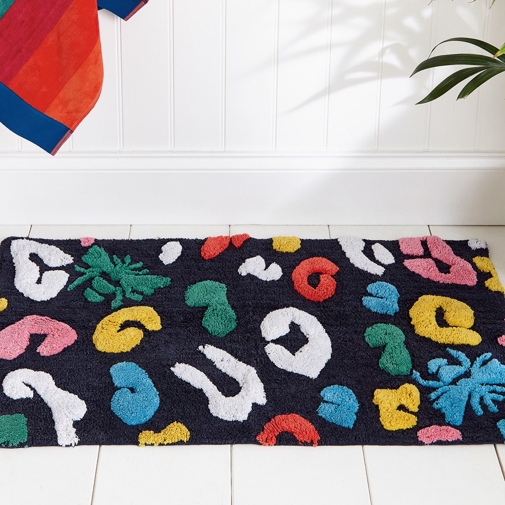 Leopard Bee Cotton Bath Mat by Joules in Multi